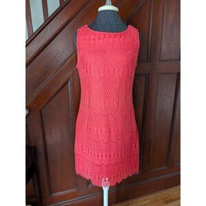 Ronnie Nicole Coral Womens Lace Sleeveless Sheath Dress Size 8